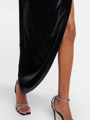 Aszimmetrikus bársony hosszú ruha Norma Kamali fekete