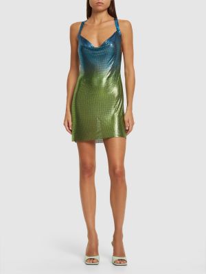 Mini obleka z mrežo z draperijo Fannie Schiavoni zelena