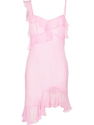 Hedvábné mini šaty bez rukávů na zip Kim Shui - růžová