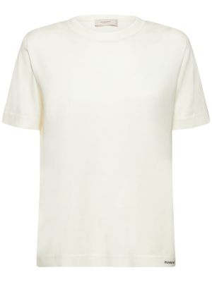 Βαμβακερή μεταξωτή μπλούζα από ζέρσεϋ Agnona λευκό