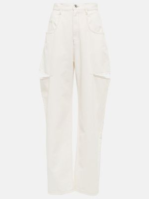 Straight fit džíny s vysokým pasem Maison Margiela bílé