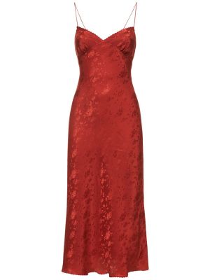 Jedwabna satynowa sukienka midi The Garment czerwona