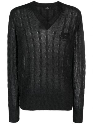 Kašmírový sveter s výšivkou Etro sivá