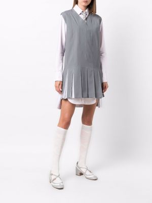 Sukienka bez rękawów plisowana Thom Browne szara
