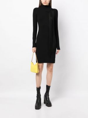 Asymetrické pletené koktejlové šaty Stella Mccartney černé