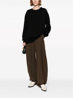 Vlněný svetr s kulatým výstřihem Jil Sander černý