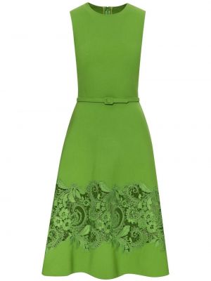 Коктейлна рокля без ръкави на цветя с дантела Oscar De La Renta зелено