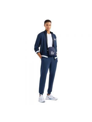 Spodnie sportowe z modalu Emporio Armani Ea7 niebieskie