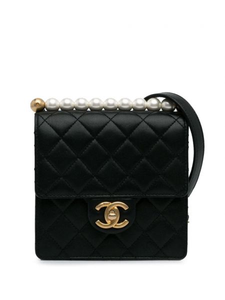 Чанта през рамо с перли Chanel Pre-owned черно