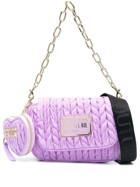 Usnjena torbica za čez ramo Versace Jeans Couture vijolična