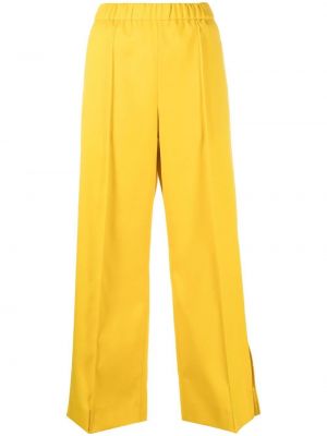 Μάλλινο παντελόνι σε φαρδιά γραμμή Jil Sander κίτρινο