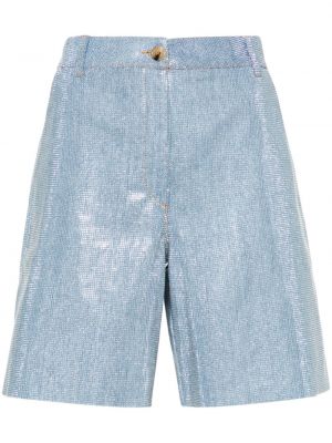 Pamučne kratke hlače s kristalima Ermanno Scervino plava