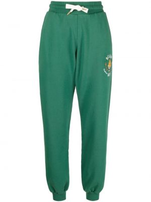 Pantaloni sport cu broderie Casablanca verde