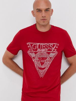 Тениска с дълъг ръкав с принт Guess червено
