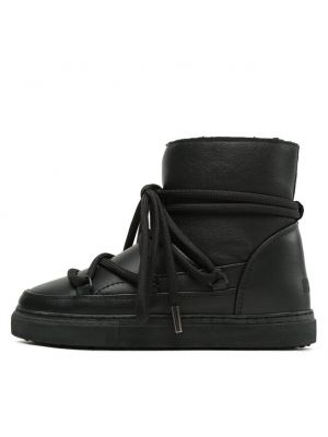 Черные кожаные кожаные ботинки Inuikii