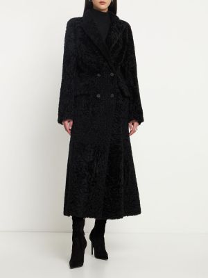 Reverzibilni kožni krzneni kaput od umjetne kože Alberta Ferretti crna
