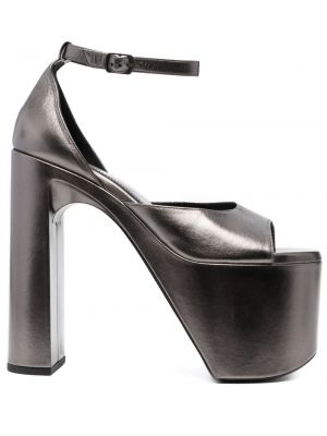 Kožené sandále Balenciaga sivá