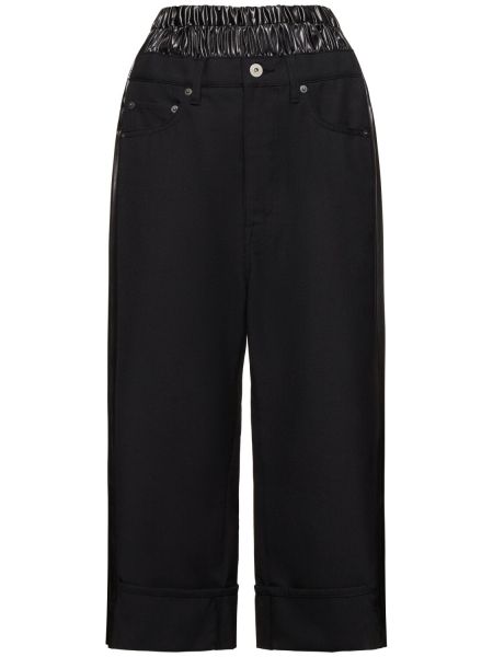 Pantalones de raso de lana bootcut Junya Watanabe negro