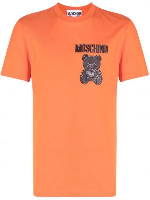 Tricou din bumbac cu imagine Moschino portocaliu