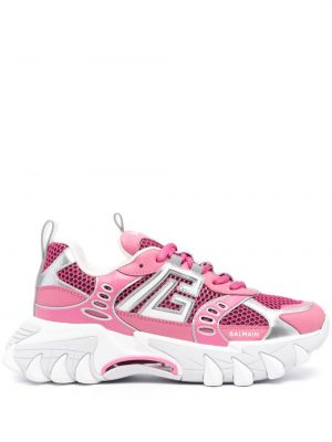 Δερμάτινα sneakers Balmain ροζ