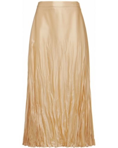 Plisovaná hodvábna dlhá sukňa Bite Studios béžová
