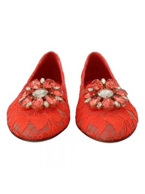 Balerinki koronkowe Dolce And Gabbana czerwone