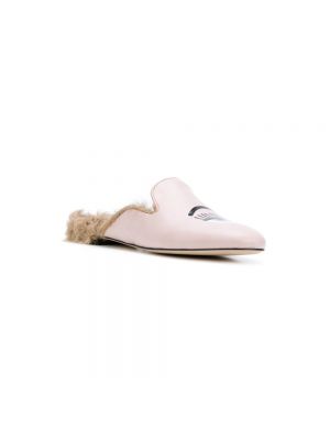 Loafers skórzane Chiara Ferragni Collection różowe