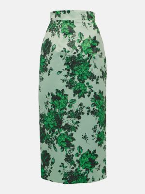 Falda midi ajustada de flores Emilia Wickstead verde