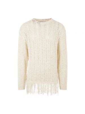 Sweter z frędzli bawełniany oversize Andersson Bell biały