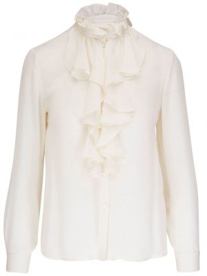 Копринена блуза с волани Nili Lotan бяло