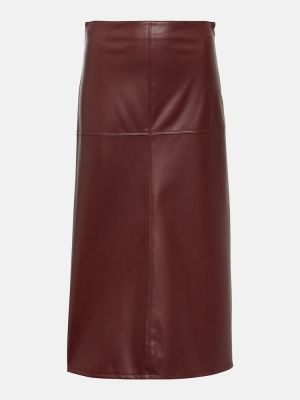 Kožená sukňa z ekologickej kože Max Mara hnedá