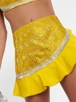 Μάλλινη φούστα mini με βολάν Area κίτρινο