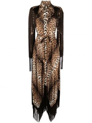 Večerna obleka s potiskom z leopardjim vzorcem Roberto Cavalli