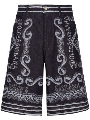 Kratke traper hlače s printom Dolce & Gabbana crna