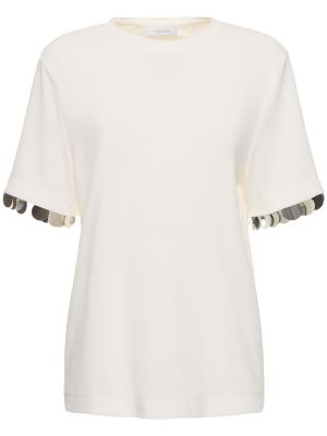 Camiseta de tela jersey de crepé Rabanne blanco