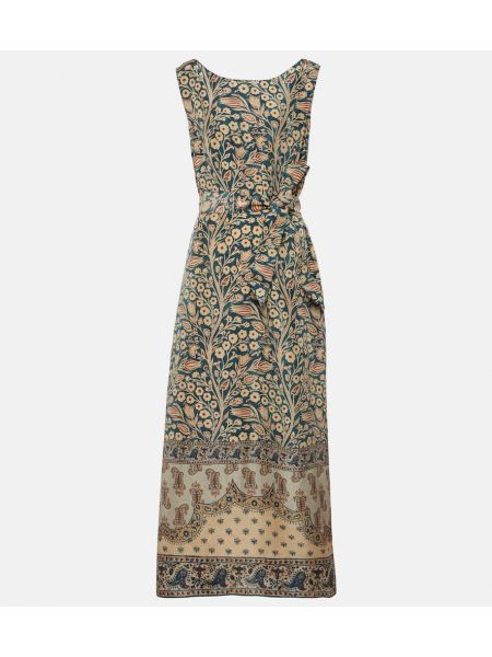 Seiden gürtel kleid mit print Loro Piana