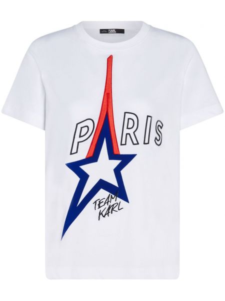 Bomuld t-shirt Karl Lagerfeld hvid