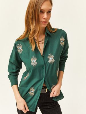 Плетена риза с пайети Olalook зелено