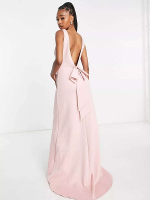 Длинное платье с бантом Tfnc розовое