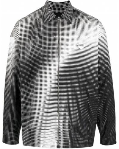 Camisa con estampado con estampado geométrico Prada negro