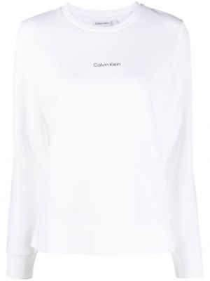 Суитчър с принт с кръгло деколте Calvin Klein бяло