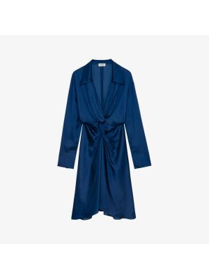 Атласное платье-рубашка Zadig&voltaire синее