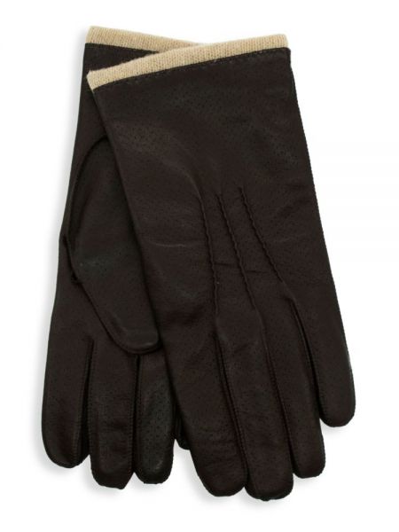Шерстяные кожаные перчатки Portolano коричневые
