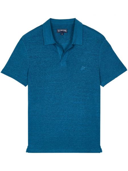 Polo brodé en lin Vilebrequin bleu