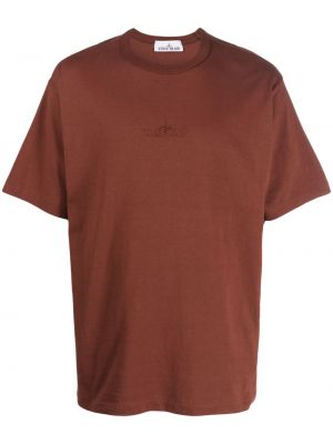 T-shirt ricamato Stone Island marrone