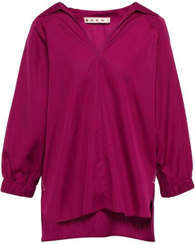 Хлопковая блузка с V-образным вырезом Marni, фиолетовый