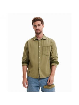 Camisa con bordado manga larga Desigual verde