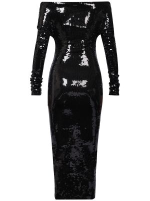 Midi šaty s dlhými rukávmi Alexandre Vauthier čierna