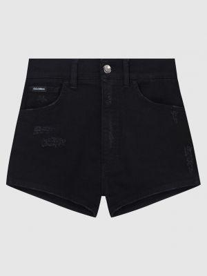 Черные рваные джинсовые шорты Dolce&gabbana