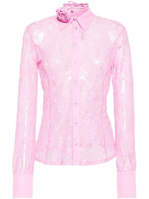 Φλοράλ πουκάμισο με δαντέλα Blugirl ροζ